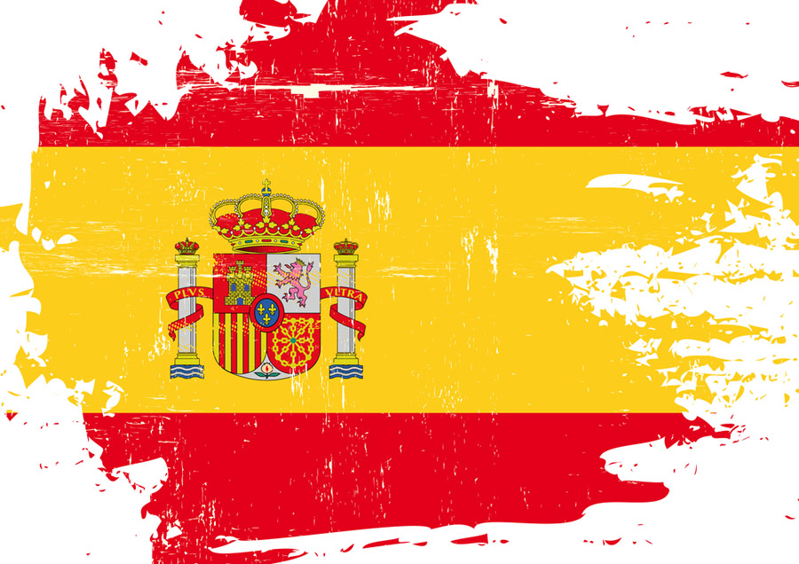 Scratched Spanish Flag. A flag of Spain with a grunge texture